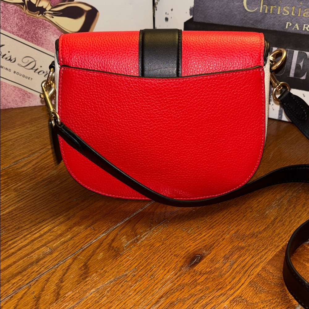 Coach Georgie Saddle Bag in Colorblock - Sport Red/Black EUC - Picture 7 of 10